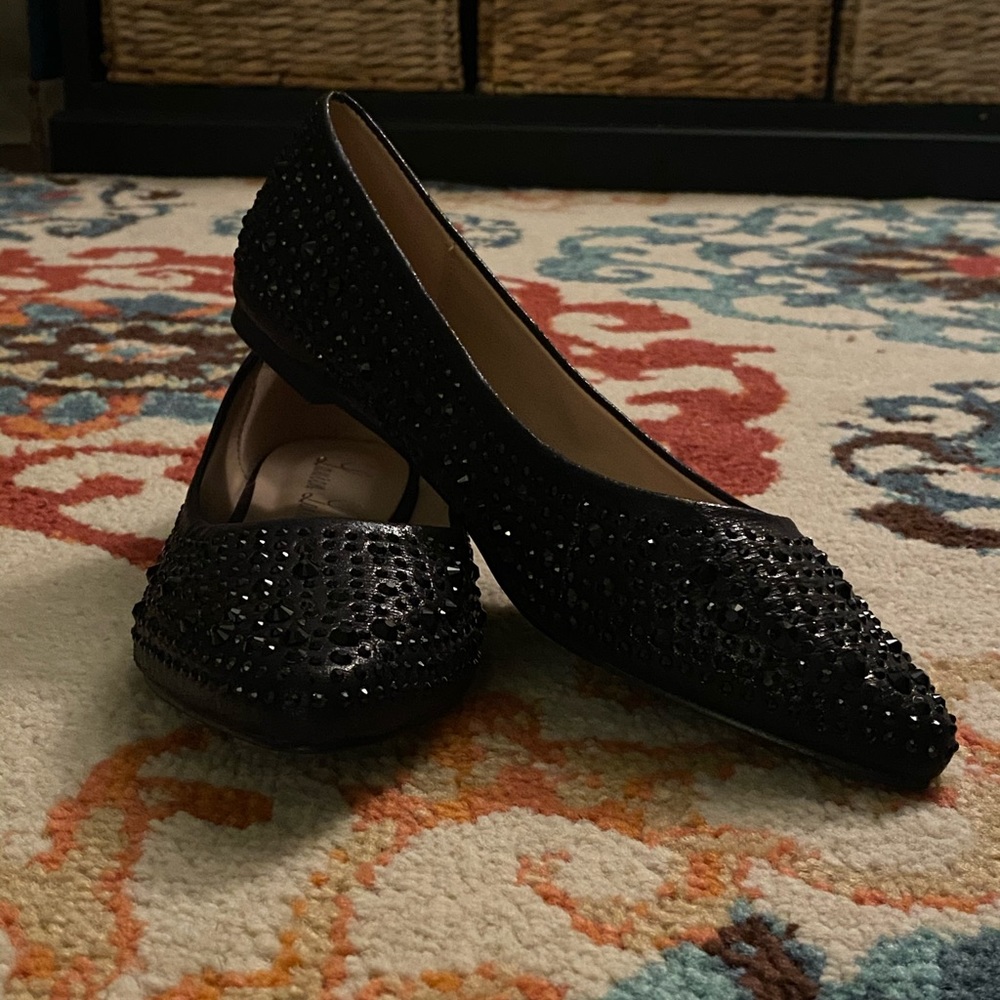 Black embellished flats